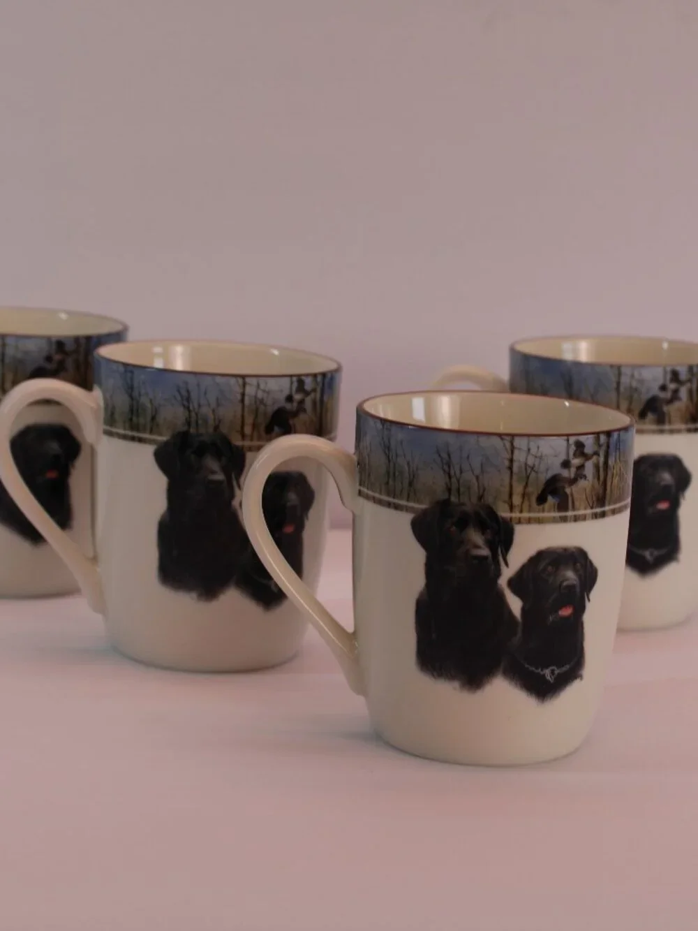 Faithful Friends-Black Lab Portrait Jim Killen Wild Wings Coffee/Tea Mugs x4